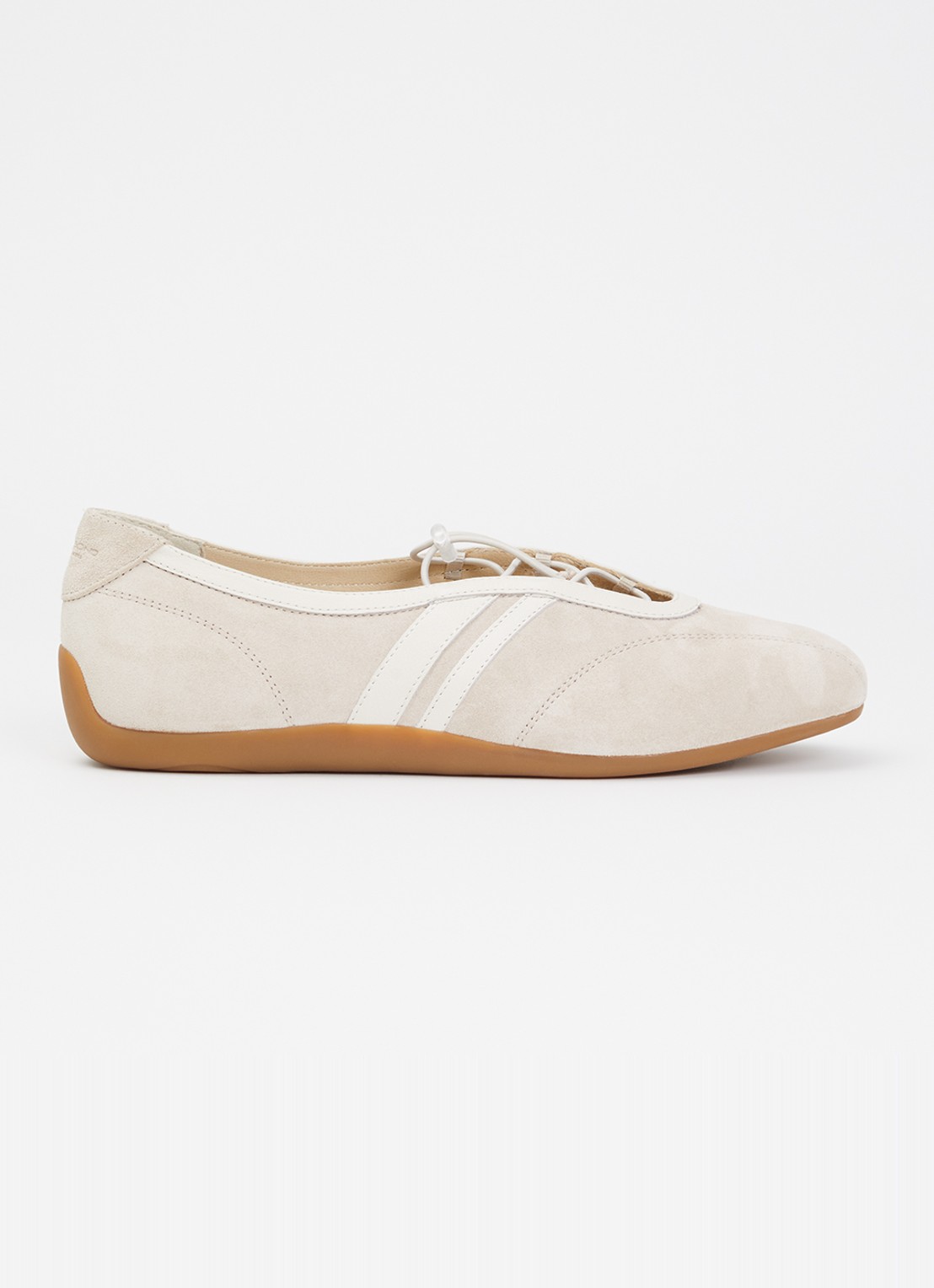 Vagabond Shoemakers Hollie ballerina van suéde met details van leer  - voorkant beige