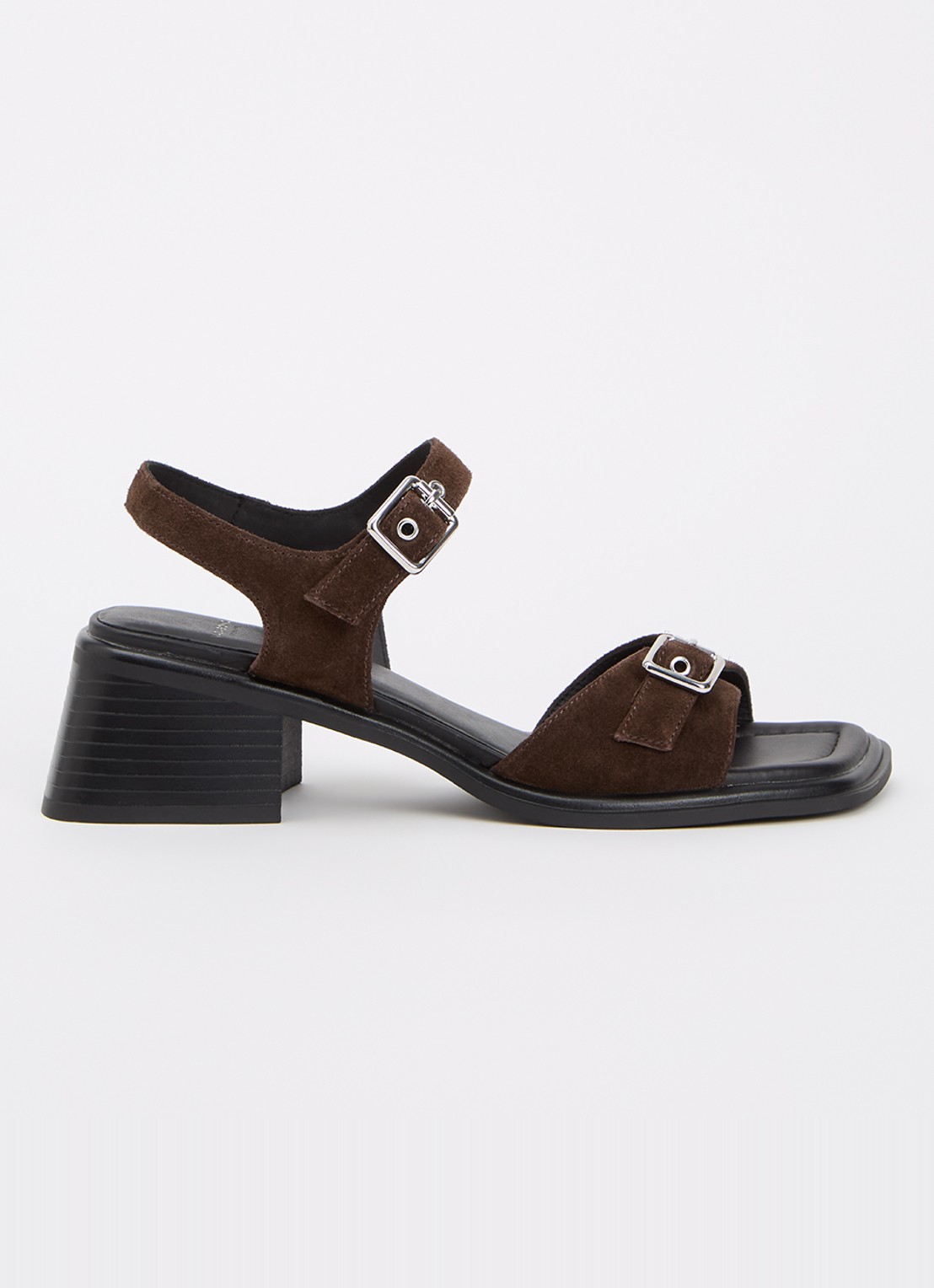 Vagabond Shoemakers Ines sandalette van suède - voorkant donkerbruin