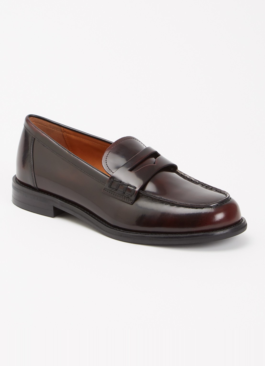 Vagabond Shoemakers Linn loafer van lakleer  - voorkant 2 donkerbruin
