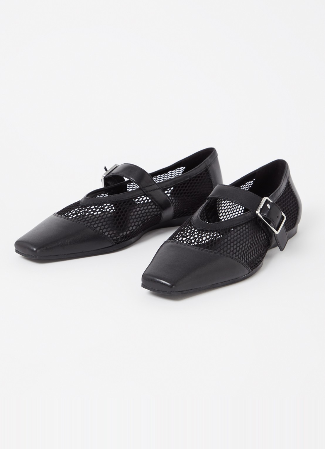 Vagabond Shoemakers Wioletta ballerina van mesh met leren details - detail 4 zwart