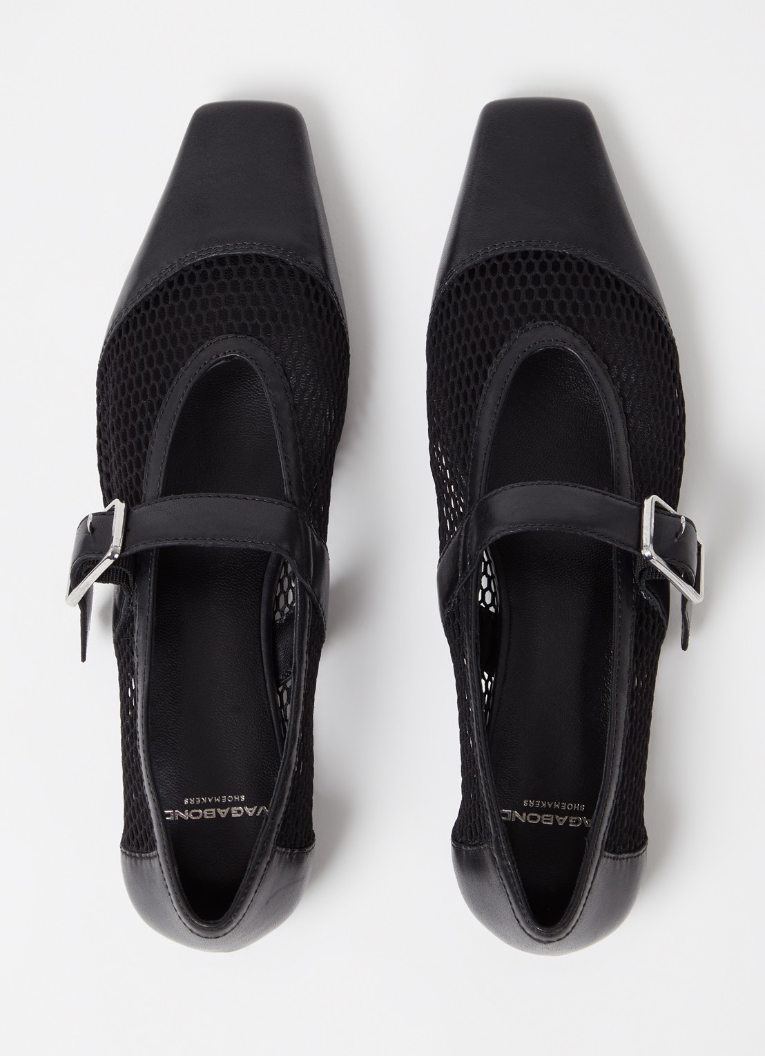 Vagabond Shoemakers Wioletta ballerina van mesh met leren details - detail 5 zwart