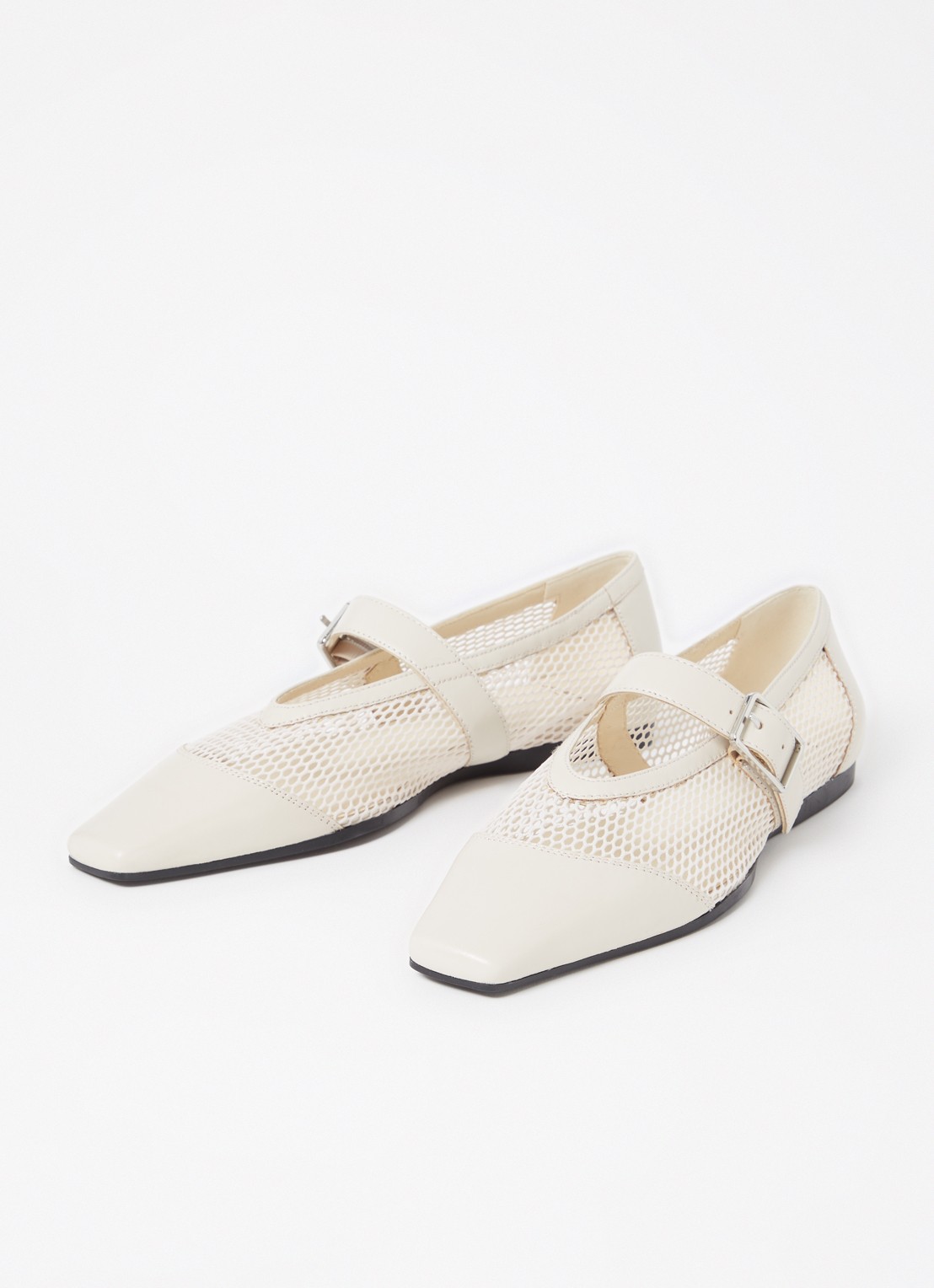 Vagabond Shoemakers Wioletta ballerina van mesh met leren details - detail 4 gebroken wit
