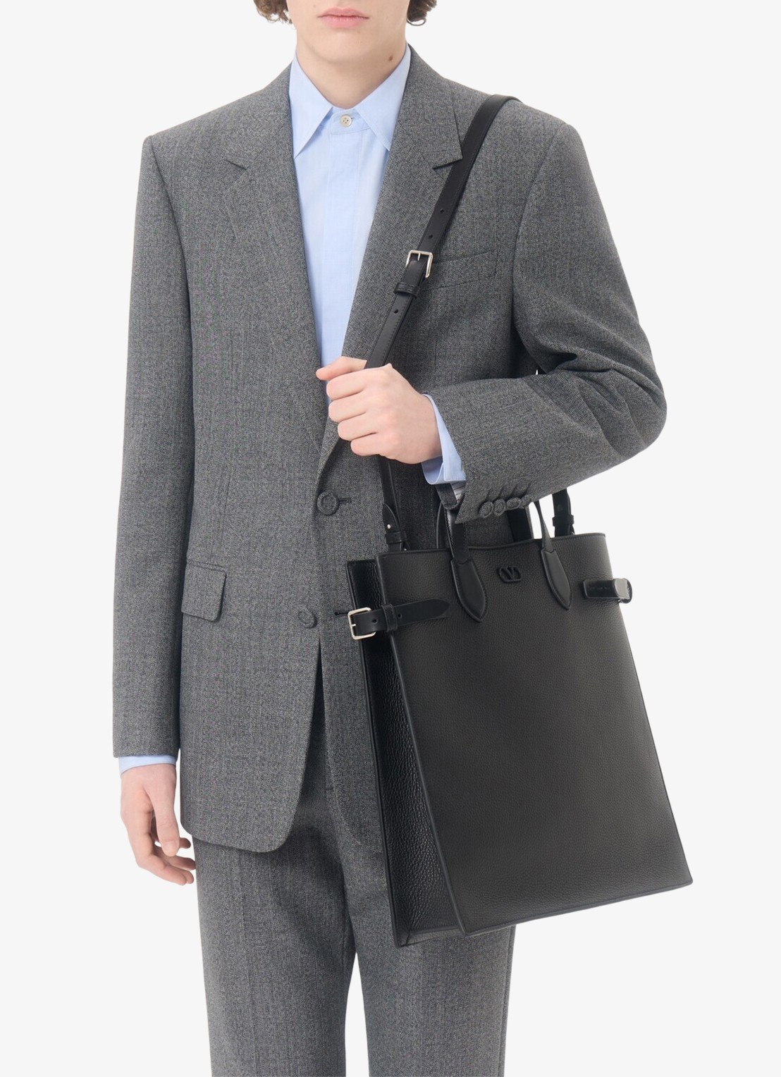 Valentino Garavani Antibes Medium handtas van kalfsleer - voorkant 2 zwart
