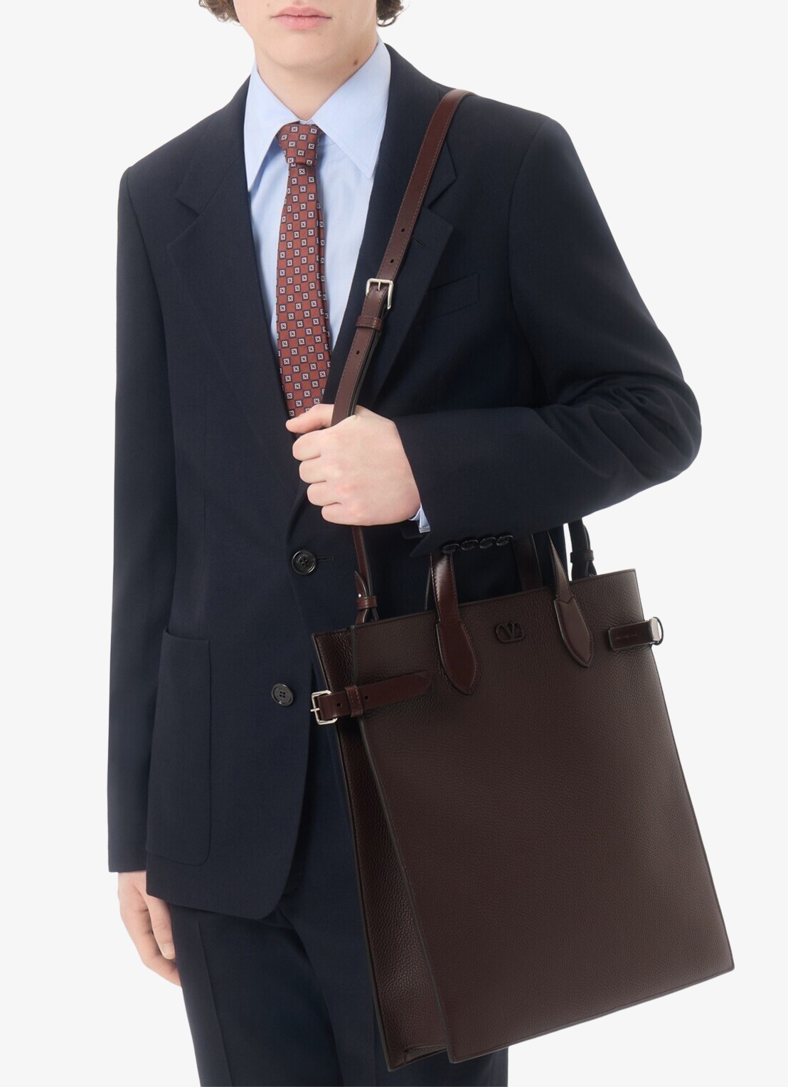 Valentino Garavani Antibes Medium handtas van kalfsleer - detail 7 donkerbruin