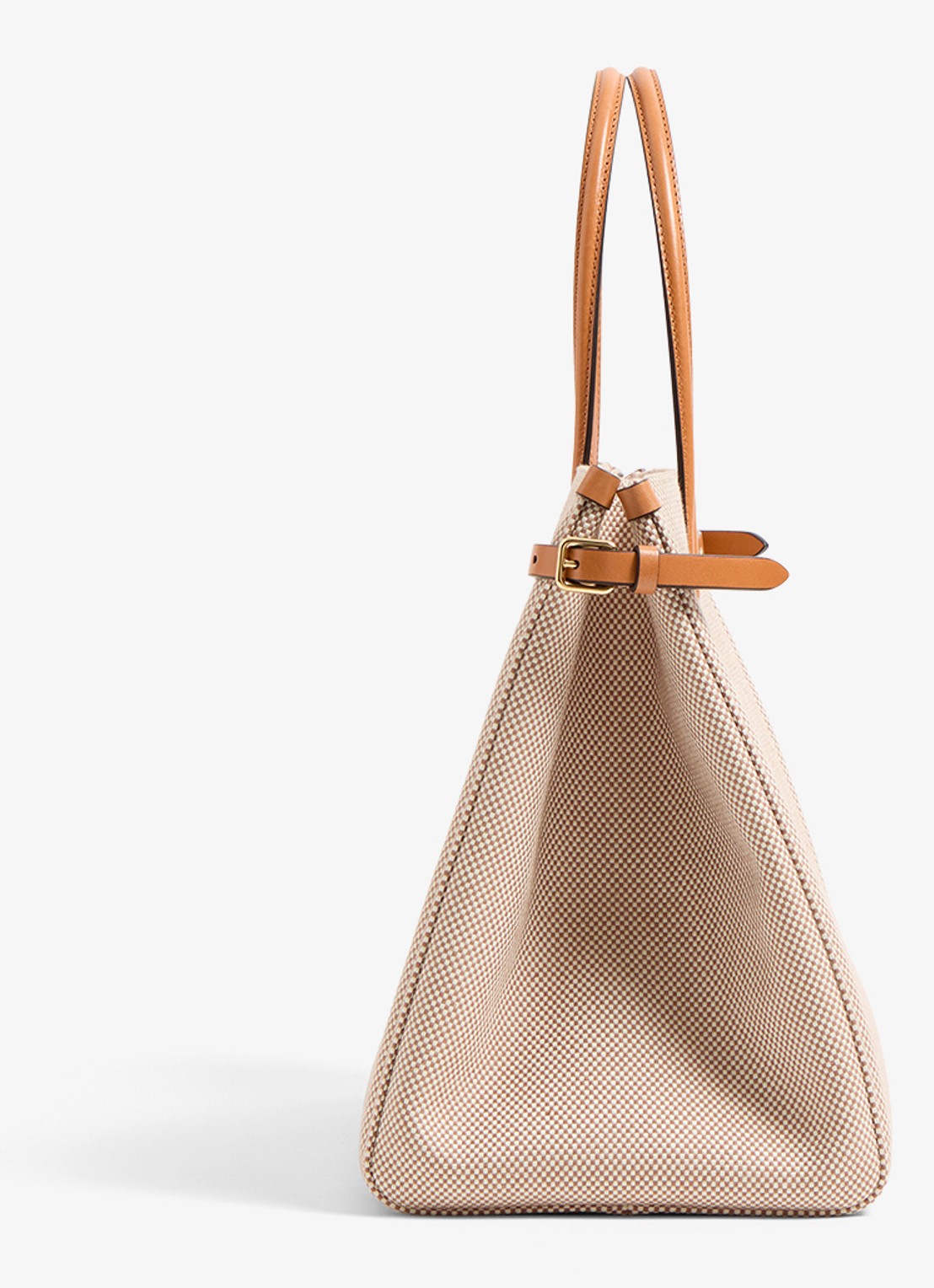 Valentino Garavani Antibes Medium shopper van canvas met leren details - detail 3 camel