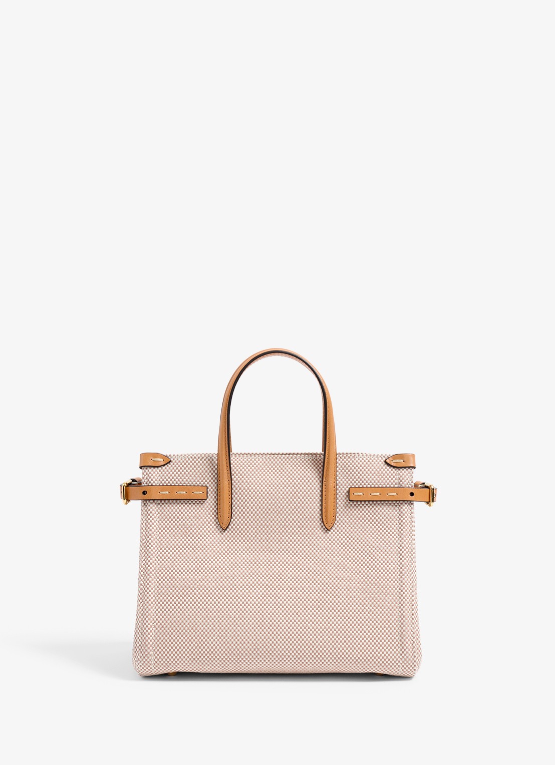 Valentino Garavani Antibes Small shopper van canvas met leren details - achterkant 6 camel
