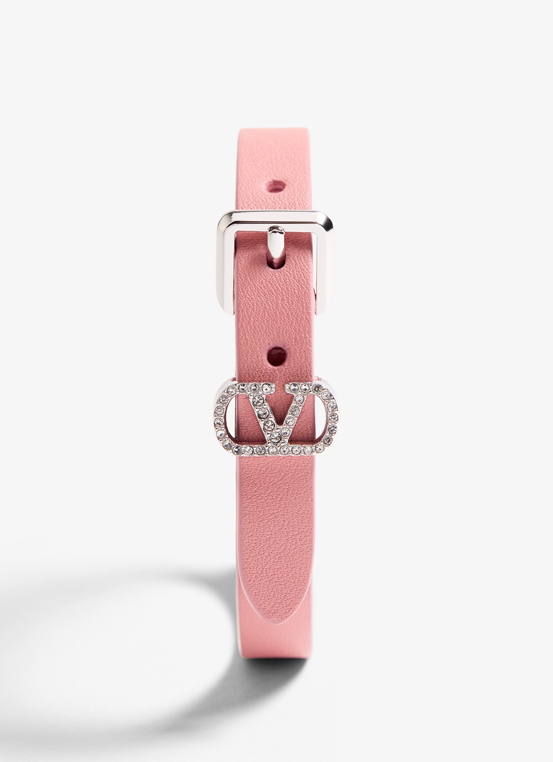 Valentino Garavani Armband van kalfsleer met logo - detail 2 roze