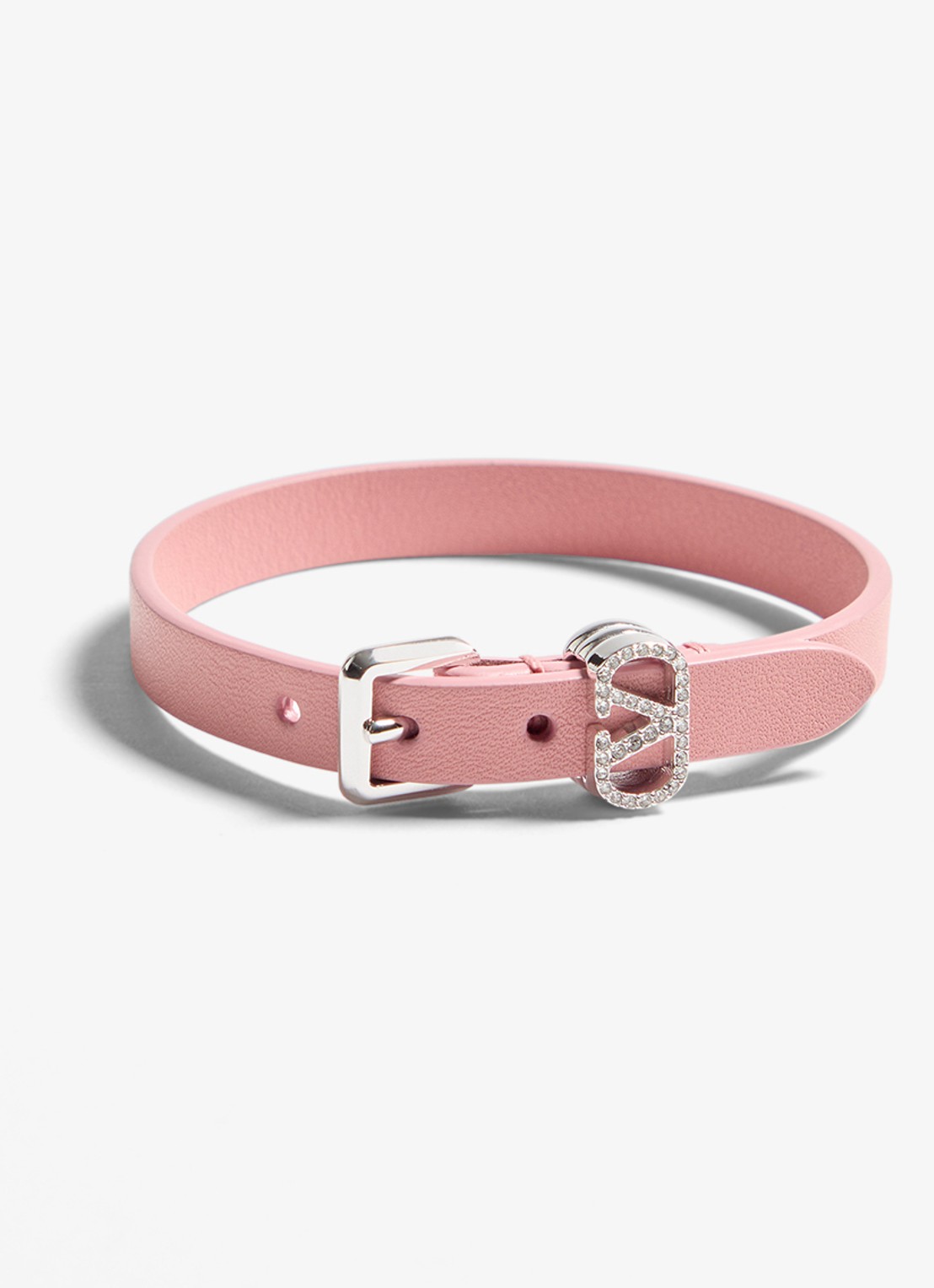 Valentino Garavani Armband van kalfsleer met logo - voorkant roze