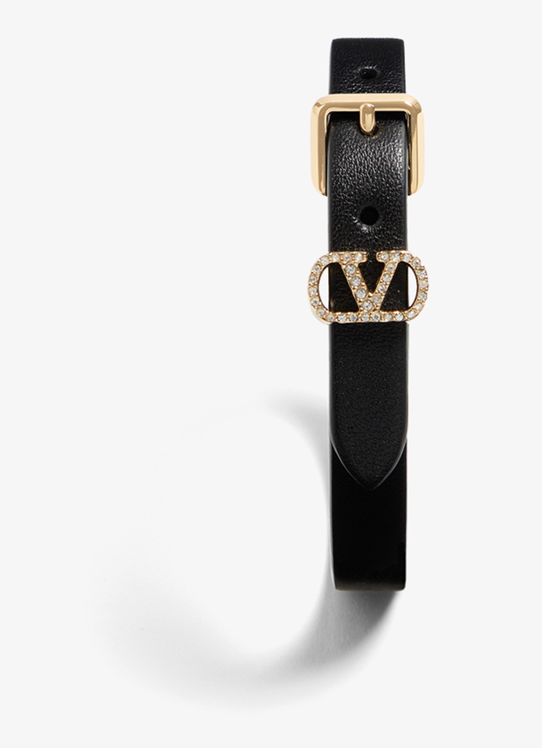 Valentino Garavani Armband van kalfsleer met logo - detail zwart