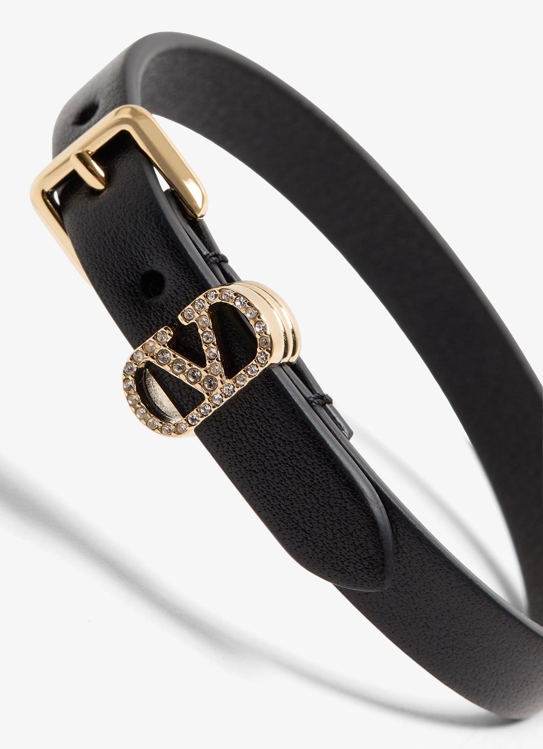 Valentino Garavani Armband van kalfsleer met logo - detail 2 zwart