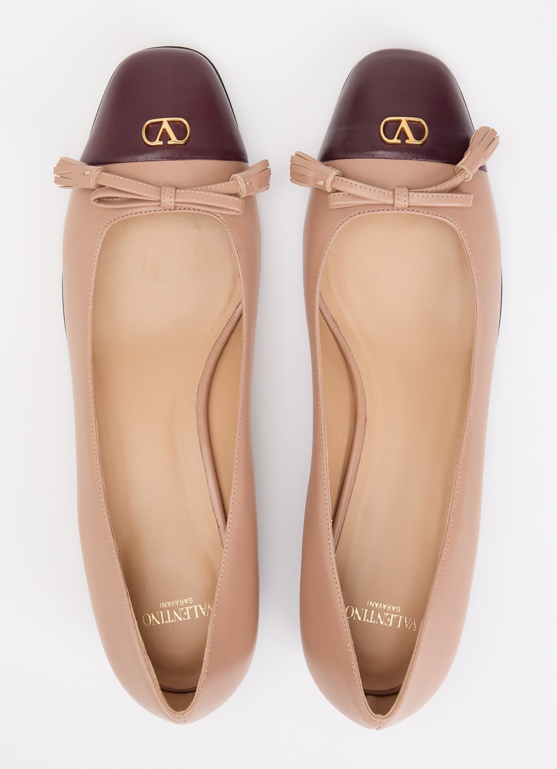 Valentino Garavani Ballerina van leer met franjes - detail 4 oudroze
