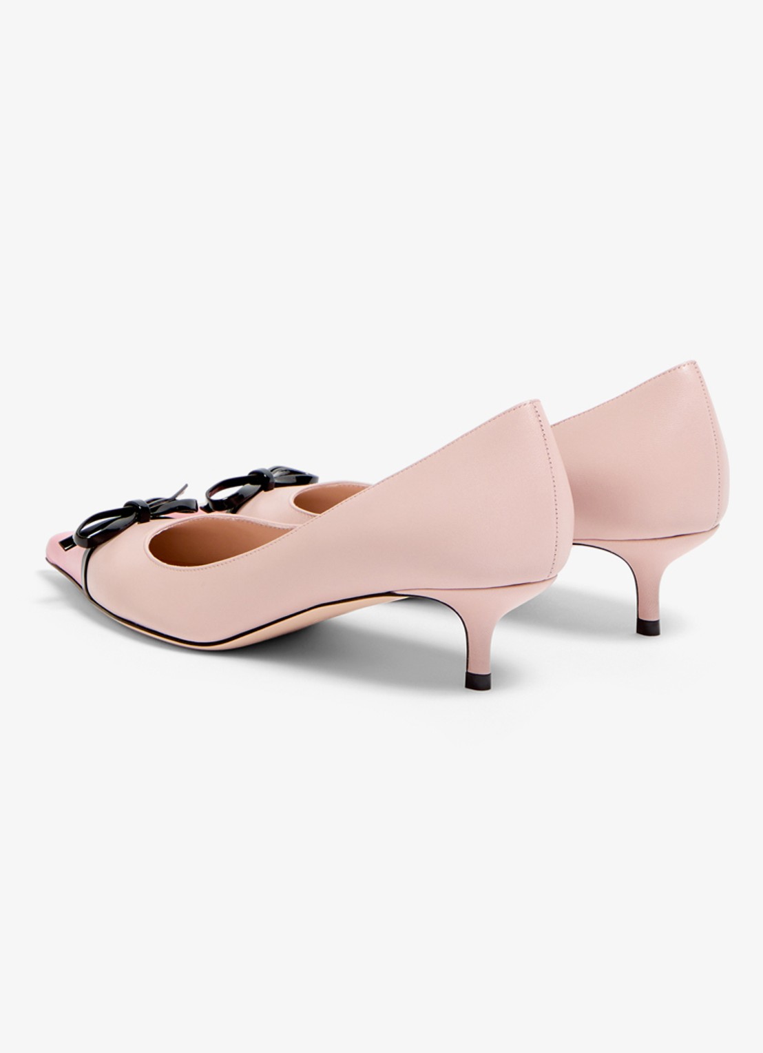 Valentino Garavani Bepointy pump van geitenleer met strikdetail - achterkant 3 oudroze