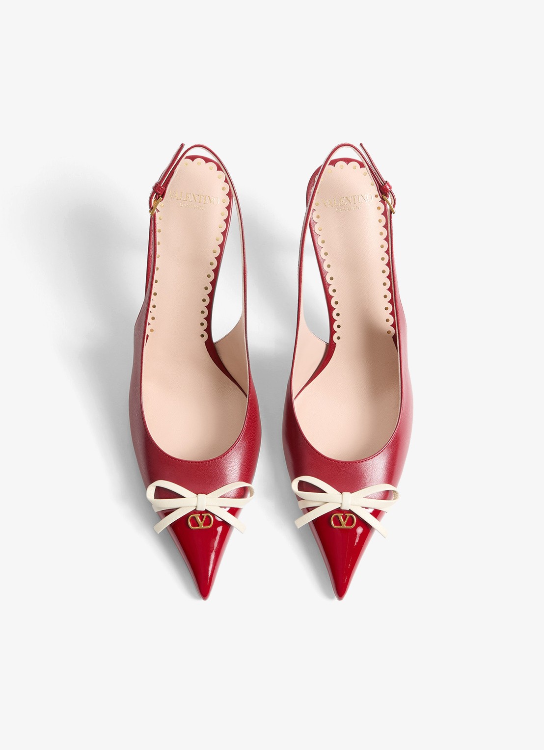 Valentino Garavani Bepointy slingback van geitenleer met lakleren details - detail 4 rood