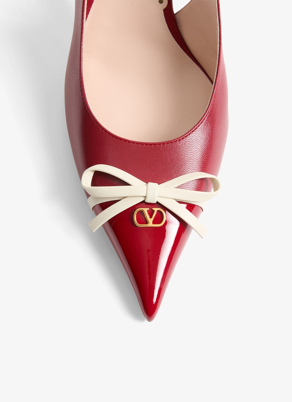 Valentino Garavani Bepointy slingback van geitenleer met lakleren details - detail 6 rood