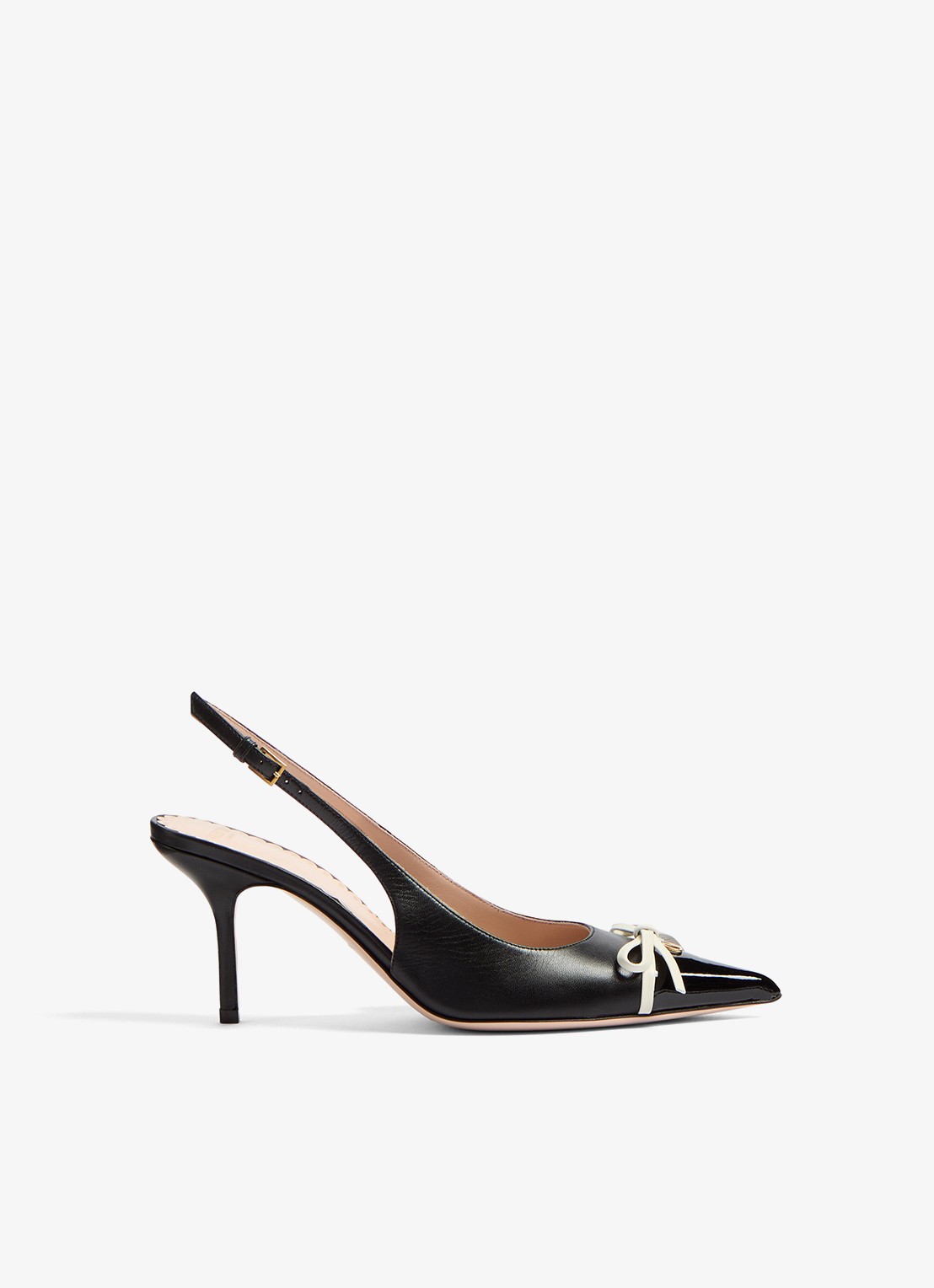 Valentino Garavani Bepointy slingback van leer met lakfinish - voorkant 2 zwart