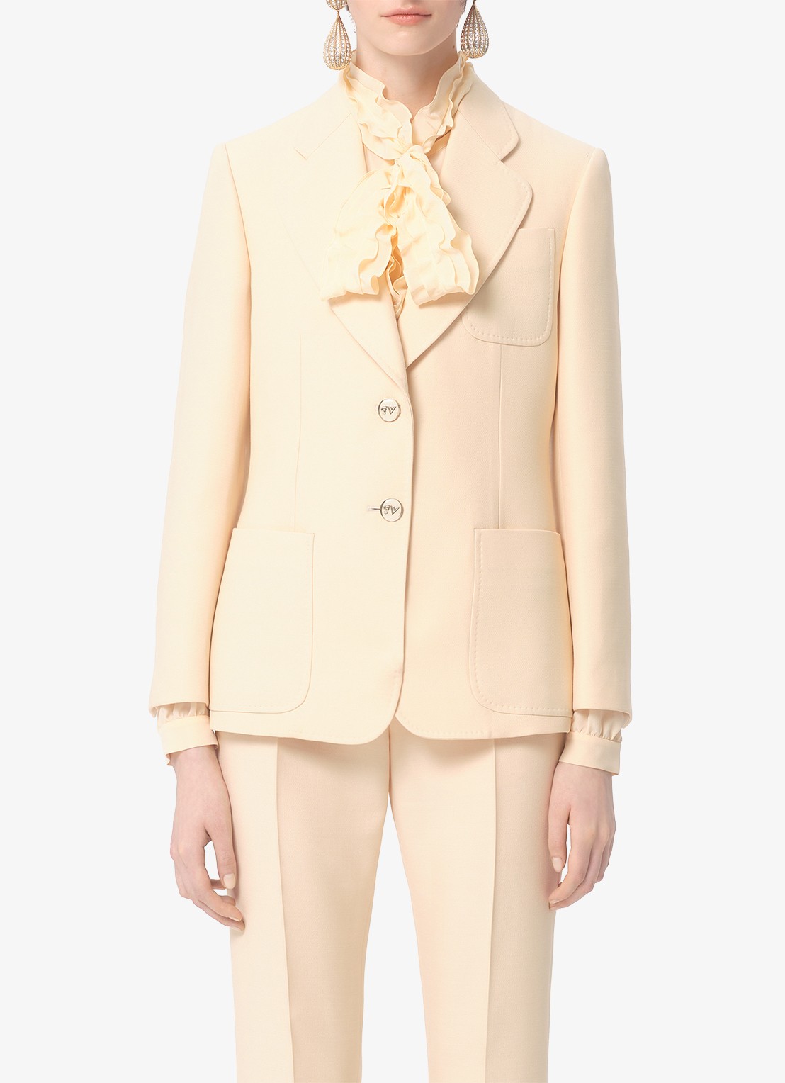 Valentino Garavani Blazer in zijdeblend met opgestikte zakken - detail 2 creme