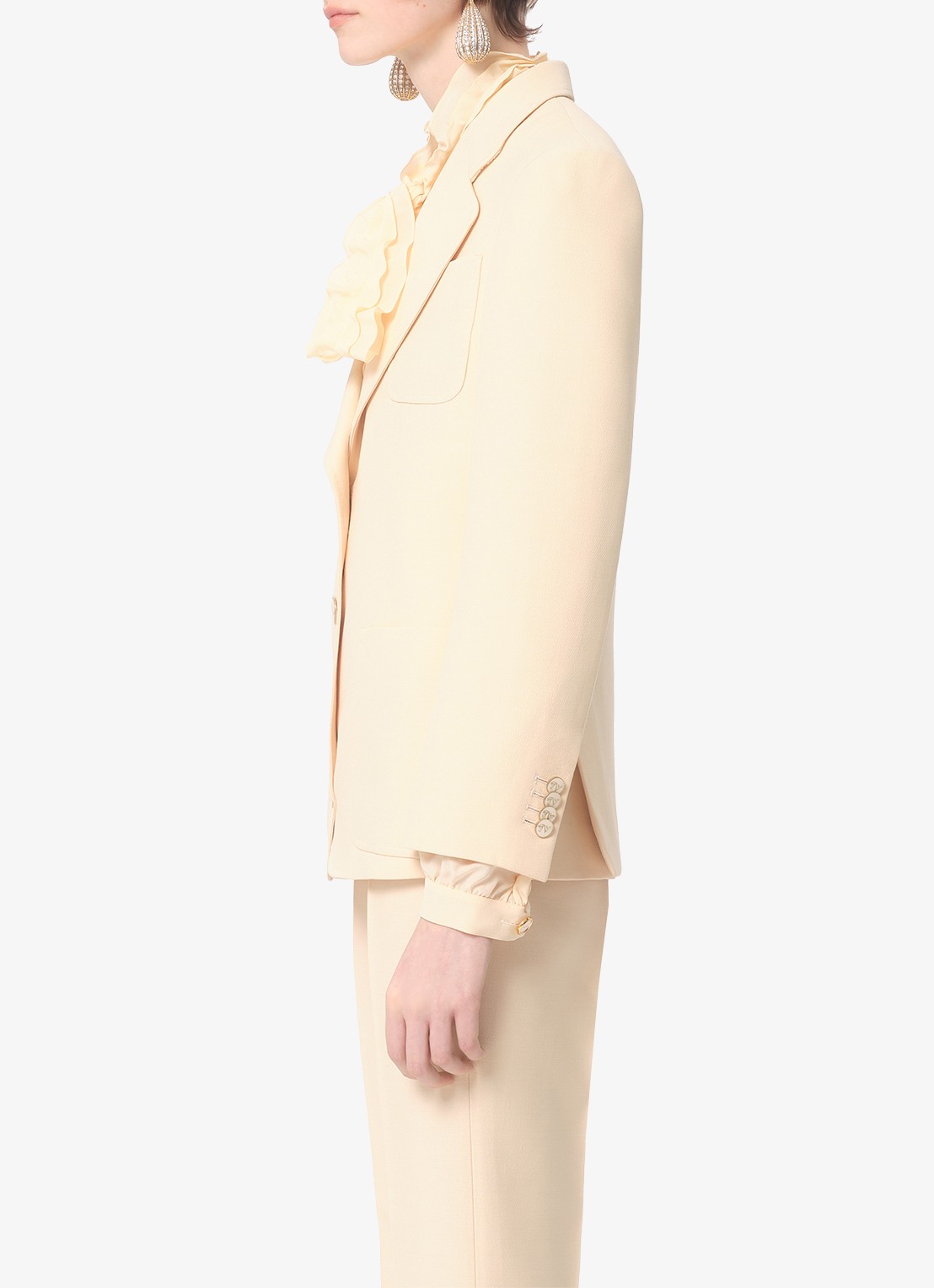 Valentino Garavani Blazer in zijdeblend met opgestikte zakken - detail 3 creme