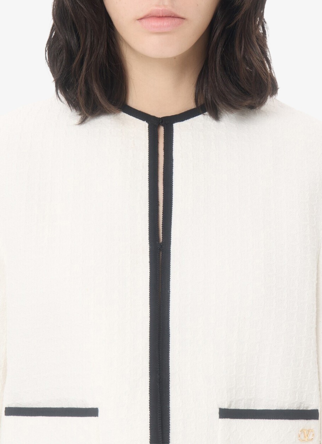 Valentino Garavani Blazer met tweed-look - detail 4 wit