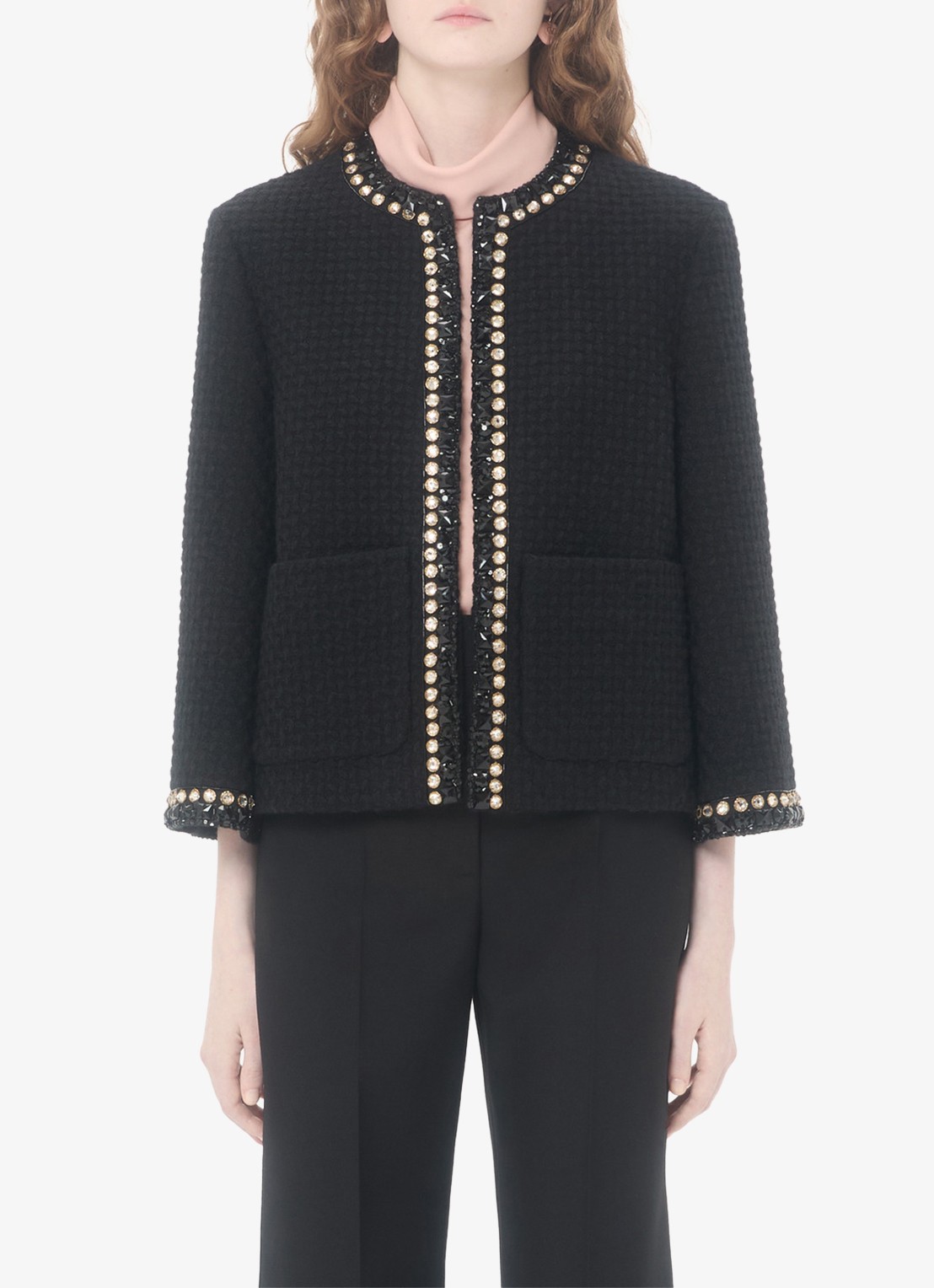 Valentino Garavani Blazer van tweed met strass - detail 2 zwart