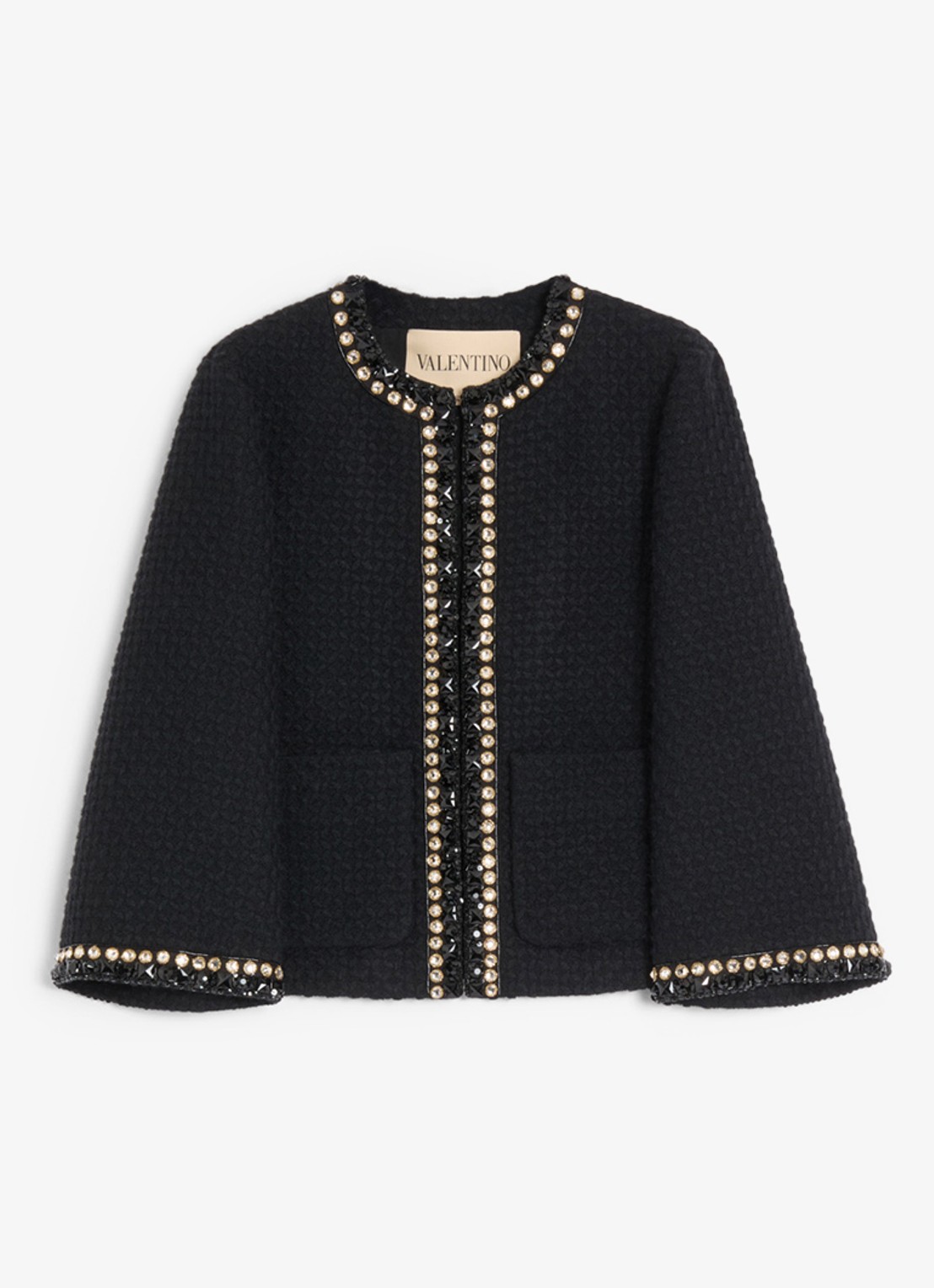 Valentino Garavani Blazer van tweed met strass - voorkant 6 zwart