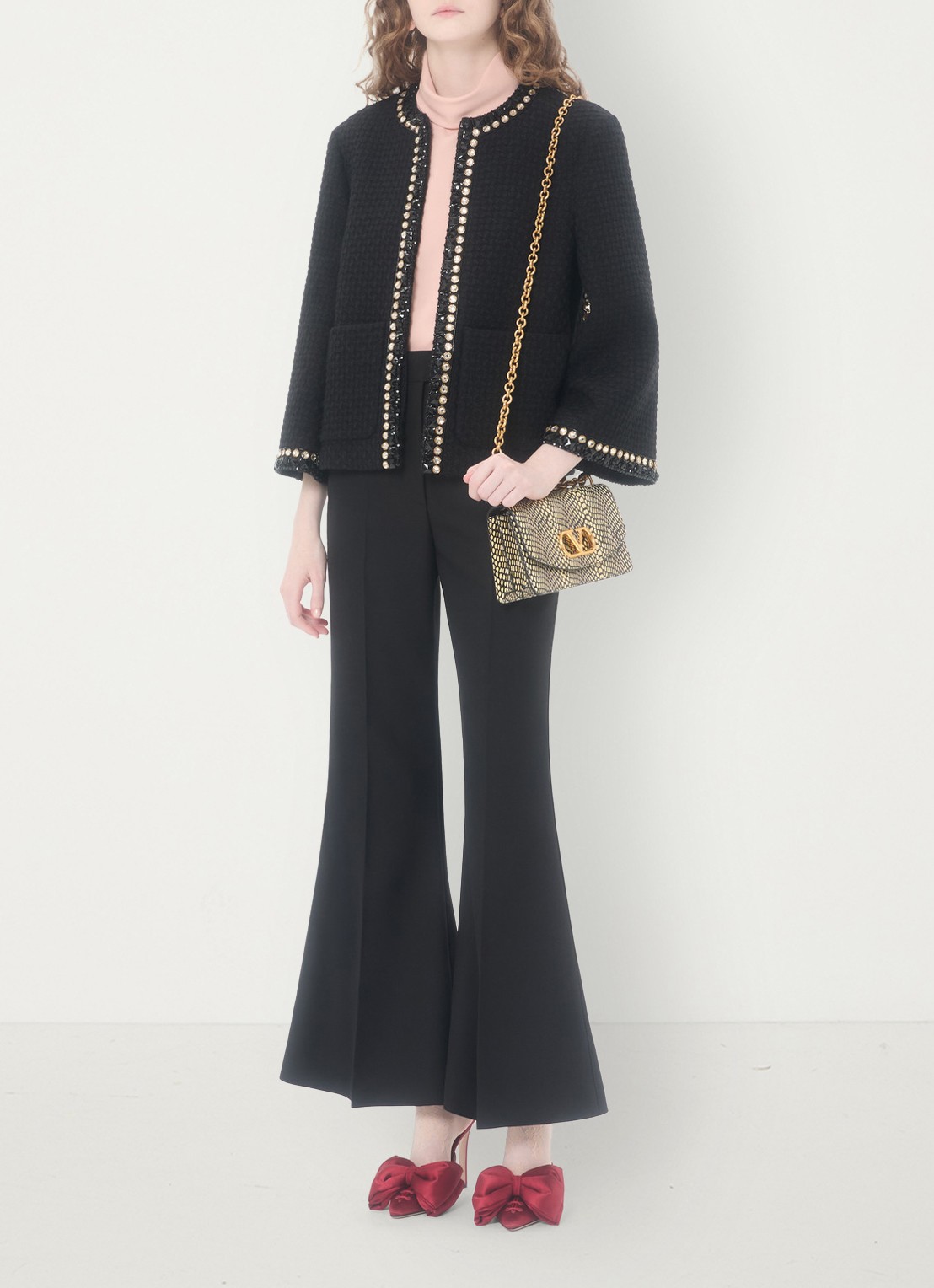 Valentino Garavani Blazer van tweed met strass - voorkant 7 zwart