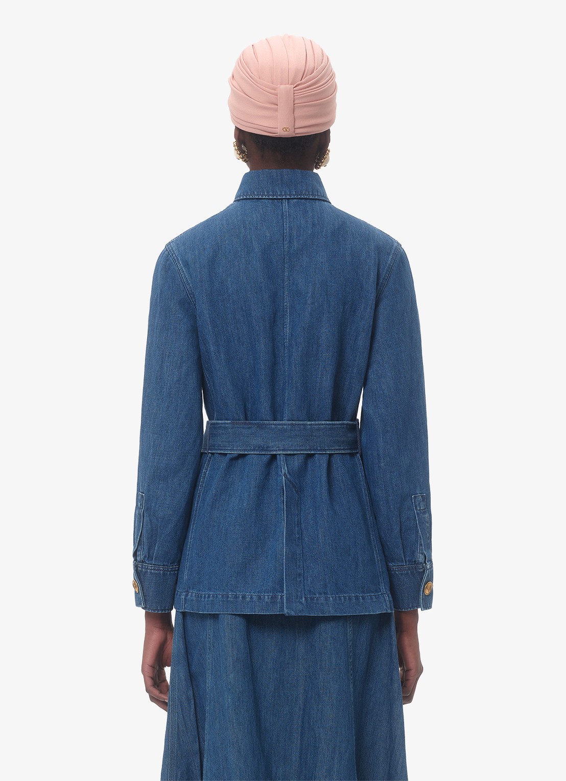 Valentino Garavani Blouse in linnenblend met strikceintuur - achterkant indigo