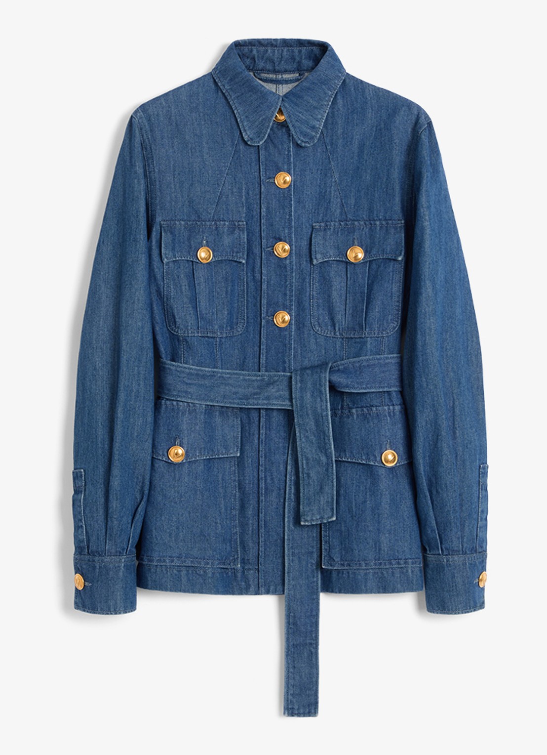 Valentino Garavani Blouse in linnenblend met strikceintuur - voorkant 2 indigo