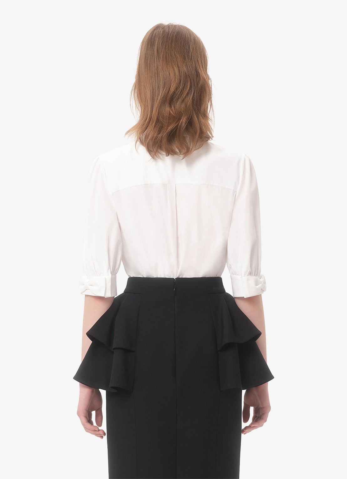 Valentino Garavani Blouse met pofmouw - achterkant 3 wit