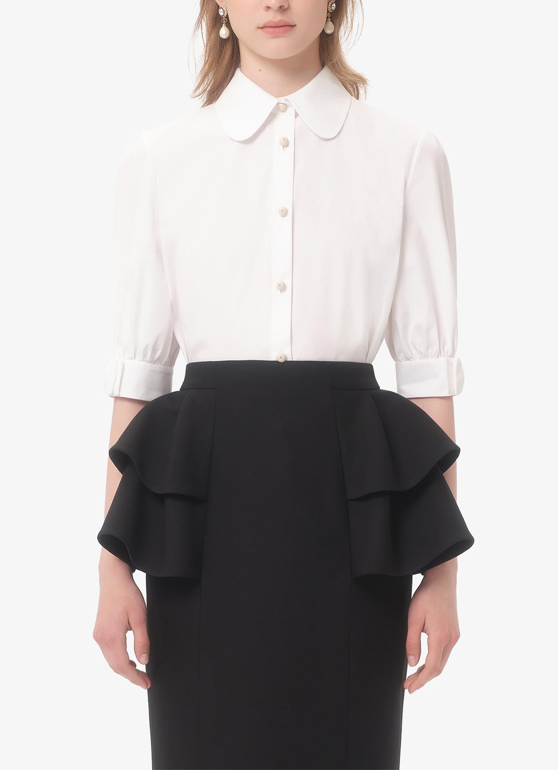 Valentino Garavani Blouse met pofmouw - detail 4 wit