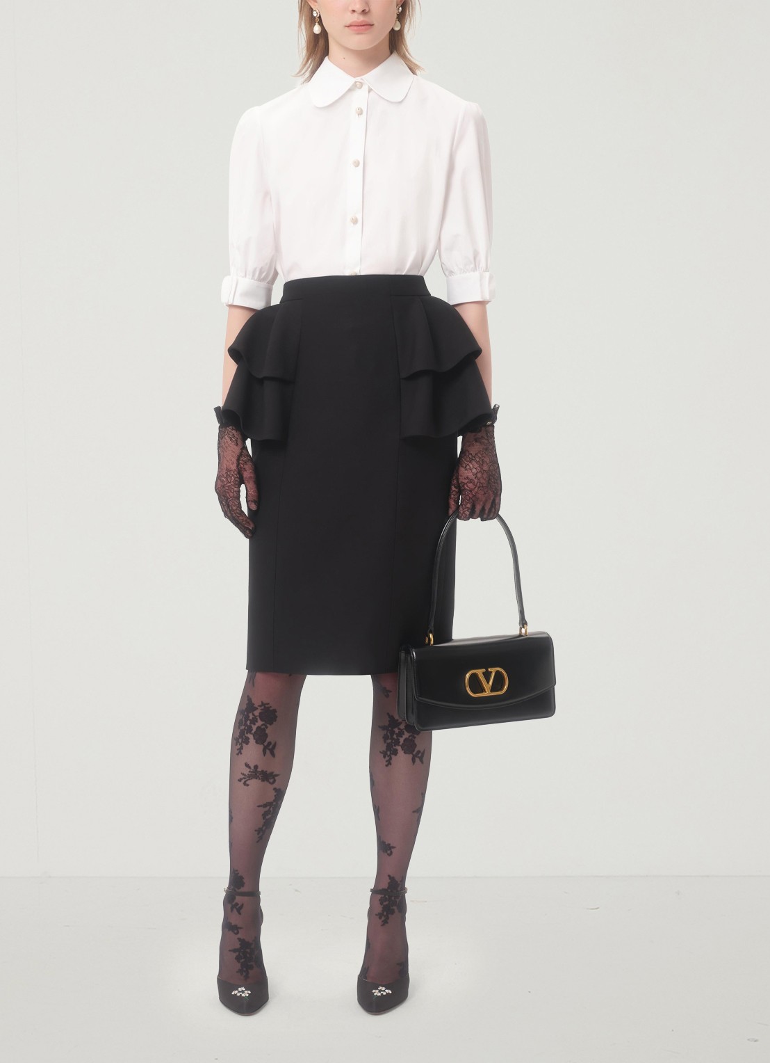 Valentino Garavani Blouse met pofmouw - voorkant 2 wit