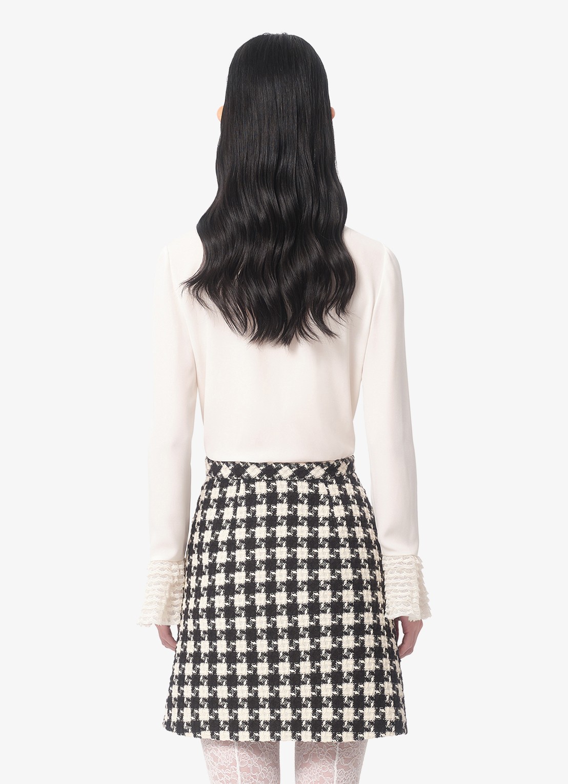 Valentino Garavani Blouse van zijde met details van kant - achterkant 8 gebroken wit