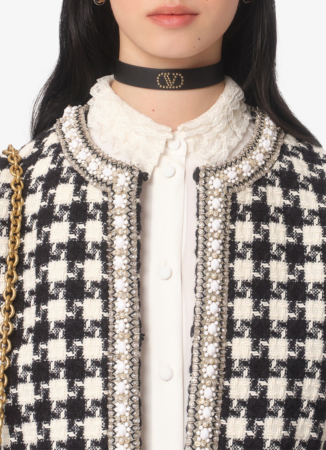 Valentino Garavani Blouse van zijde met details van kant - detail 5 gebroken wit