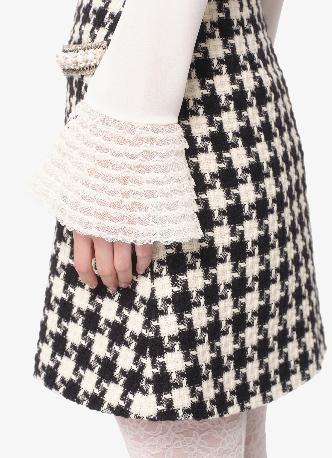 Valentino Garavani Blouse van zijde met details van kant - detail 6 gebroken wit