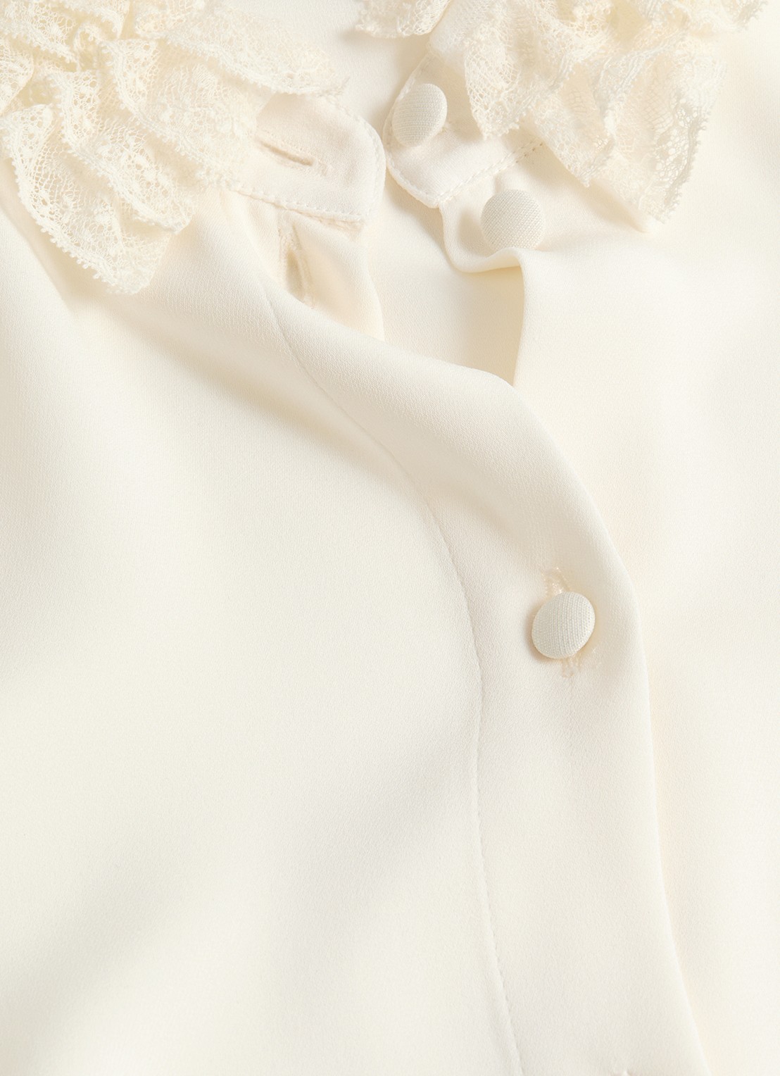 Valentino Garavani Blouse van zijde met details van kant - detail 7 gebroken wit