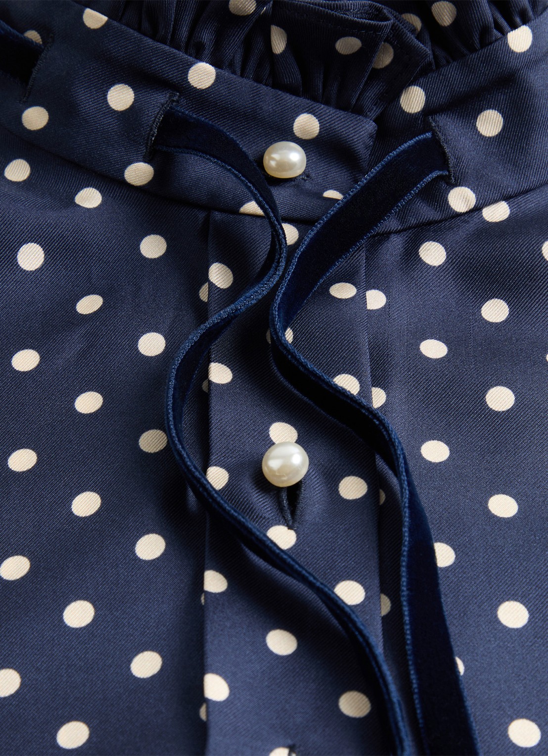 Valentino Garavani Blouse van zijde met stippenprint - detail 7 donkerblauw