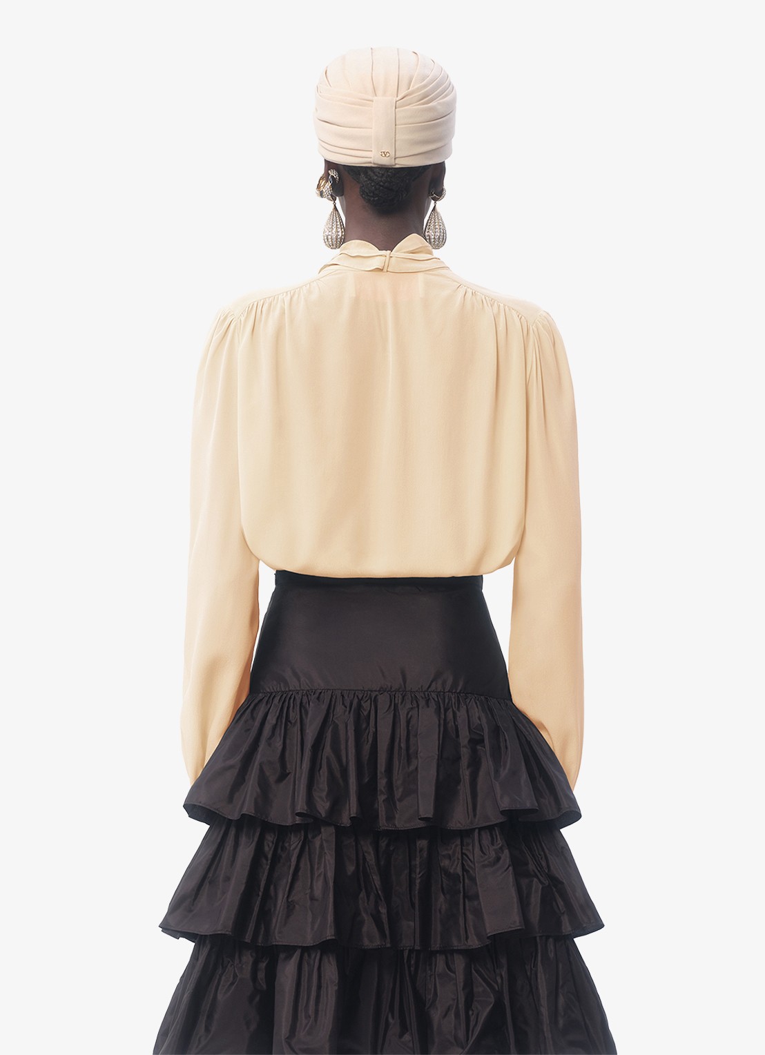 Valentino Garavani Blouse van zijde met strikkraag - achterkant 6 ivoor