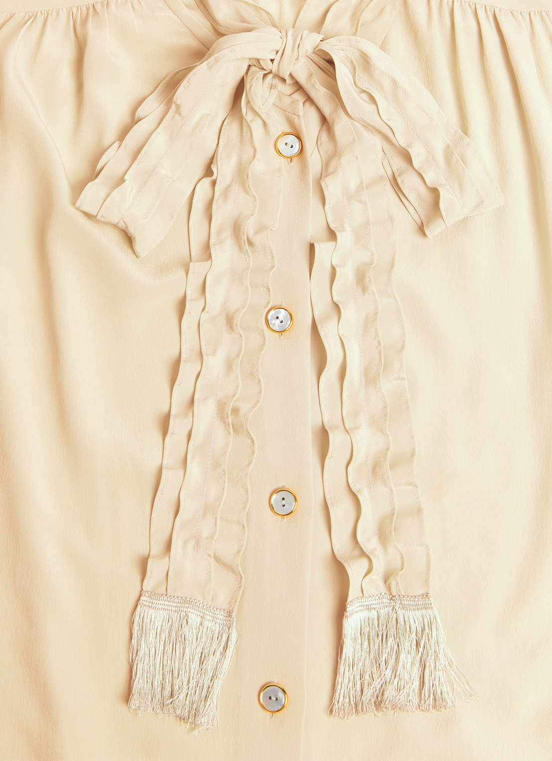 Valentino Garavani Blouse van zijde met strikkraag - detail 5 ivoor