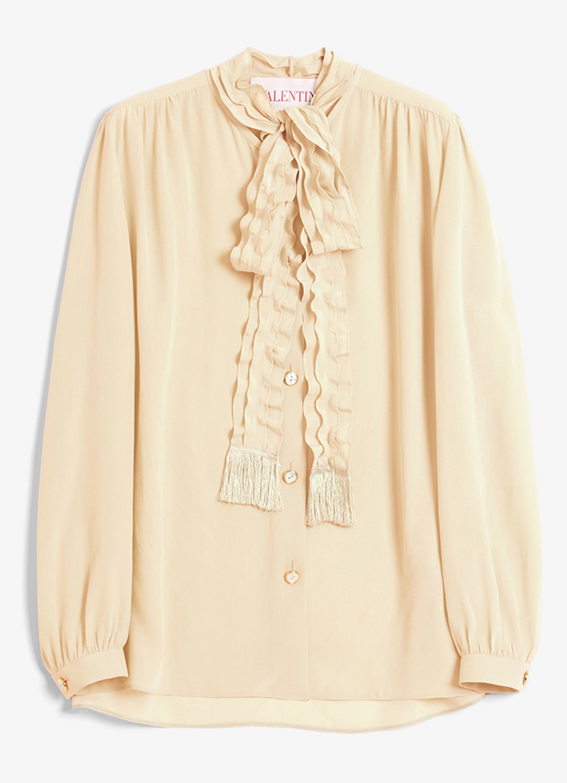 Valentino Garavani Blouse van zijde met strikkraag - voorkant 7 ivoor