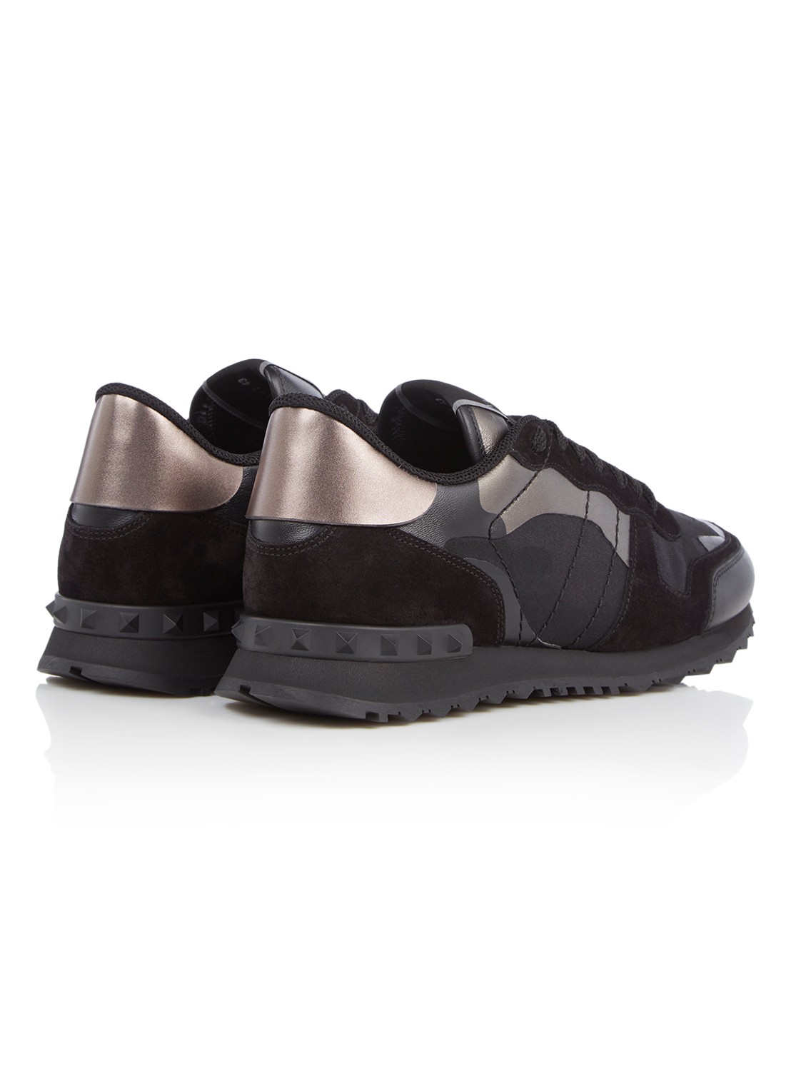 Valentino Garavani Camouflage Rockrunner sneaker met suède details - detail 2 zwart