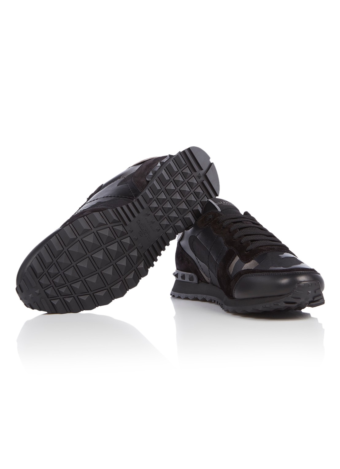 Valentino Garavani Camouflage Rockrunner sneaker met suède details - detail 3 zwart