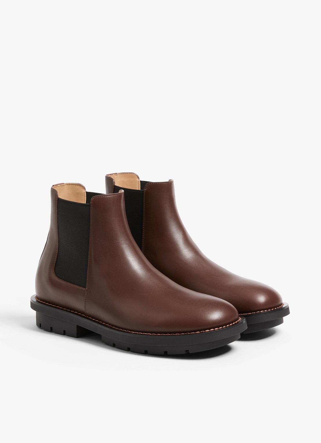 Valentino Garavani Chelsea boot van kalfsleer - voorkant 2 donkerbruin