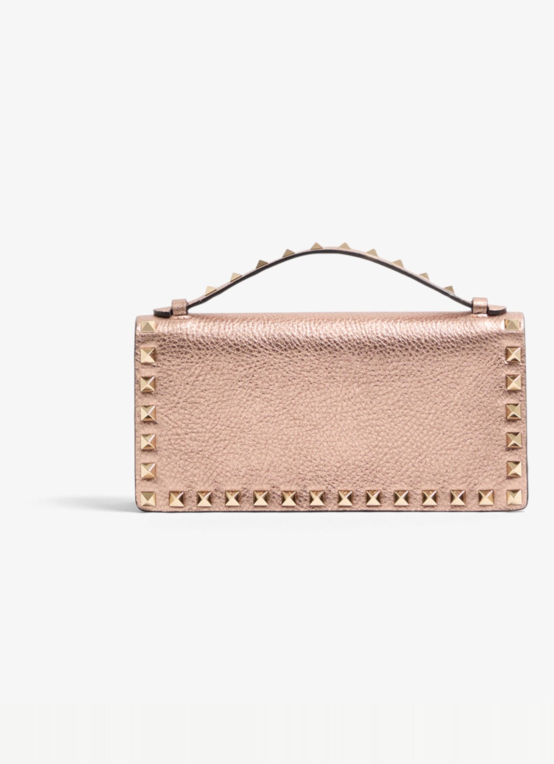 Valentino Garavani Clutch van kalfsleer met metallic finish en studs - achterkant 3 brons