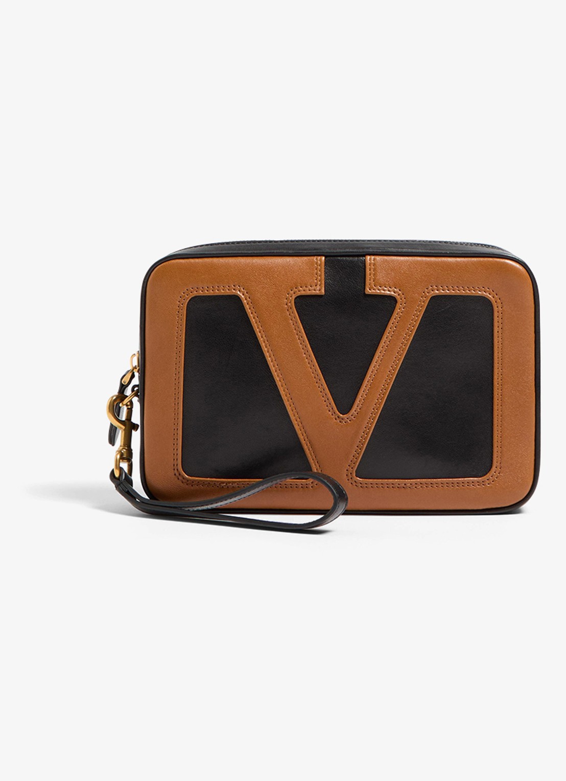 Valentino Garavani Clutch van lamsleer - voorkant 2 zwart