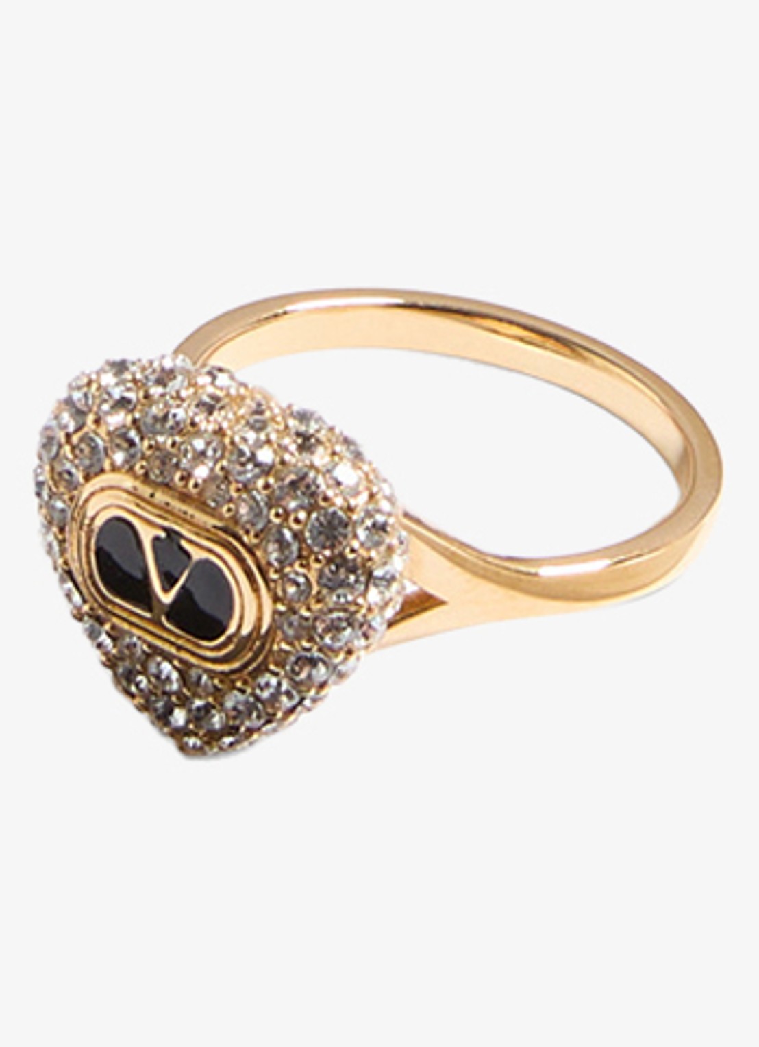 Valentino Garavani Coeur Royal ring met logo - detail zwart