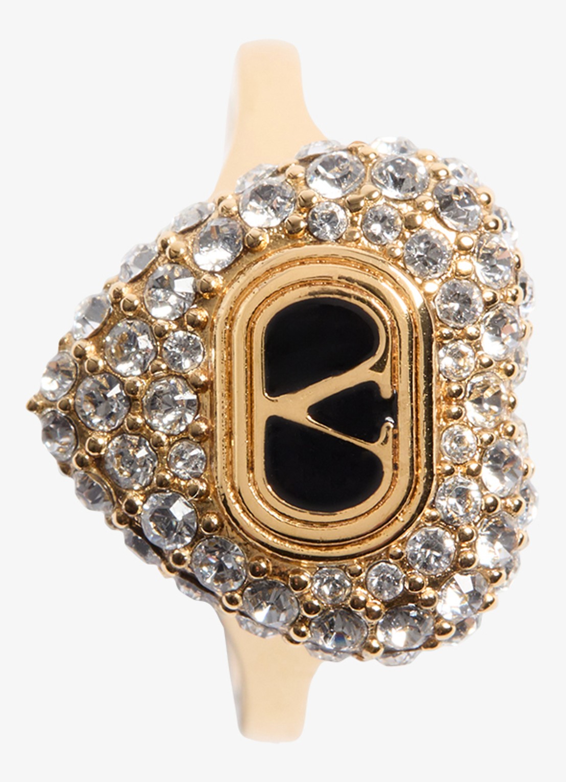 Valentino Garavani Coeur Royal ring met logo - detail 3 zwart