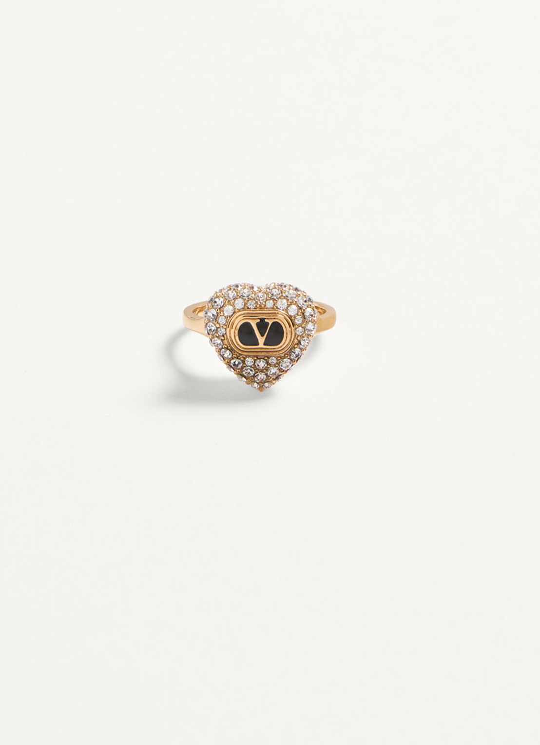 Valentino Garavani Coeur Royal ring met logo - voorkant 4 zwart