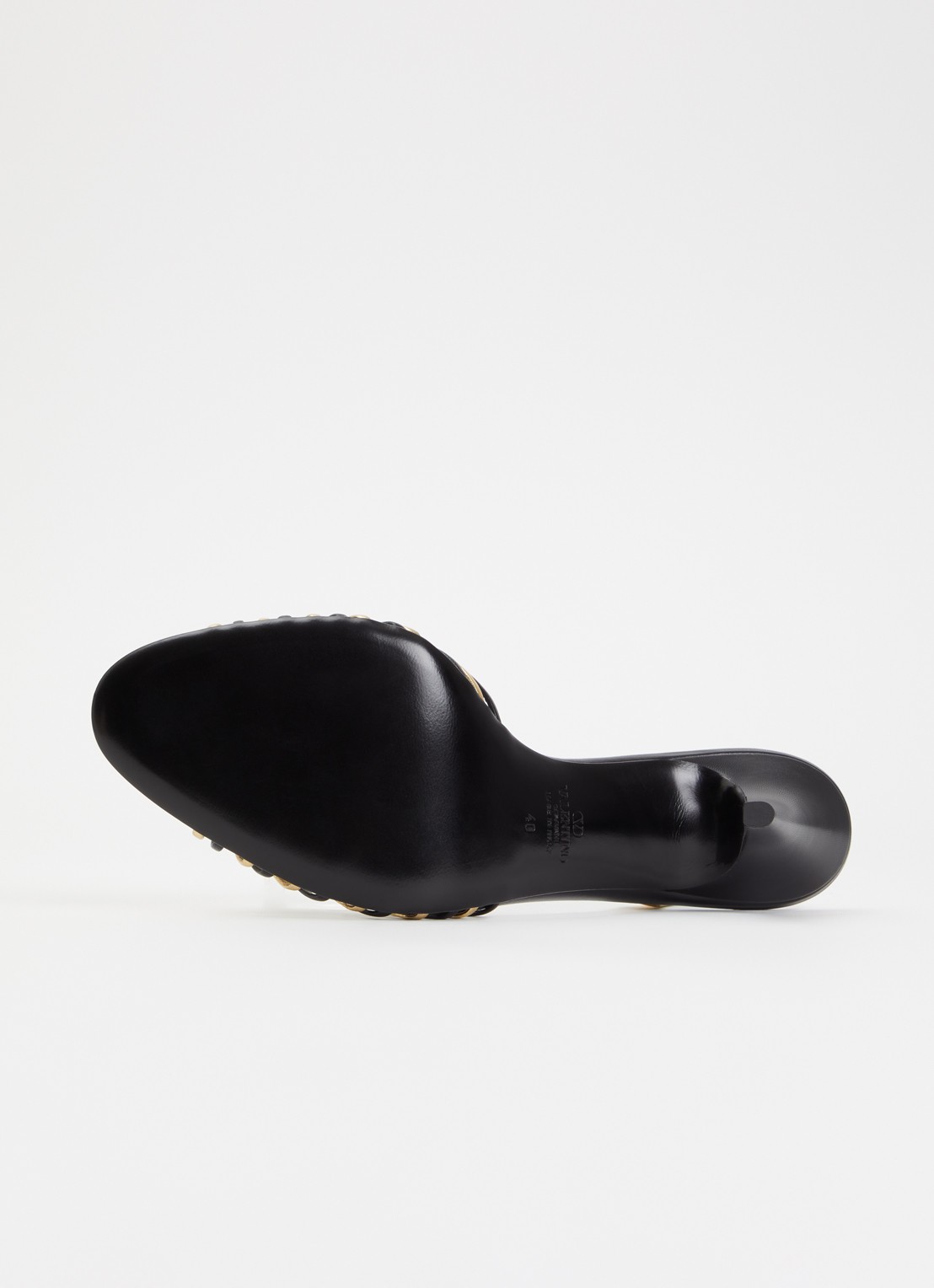 Valentino Garavani Coeur Royal sandalette van leer met metallic details - detail 3 zwart