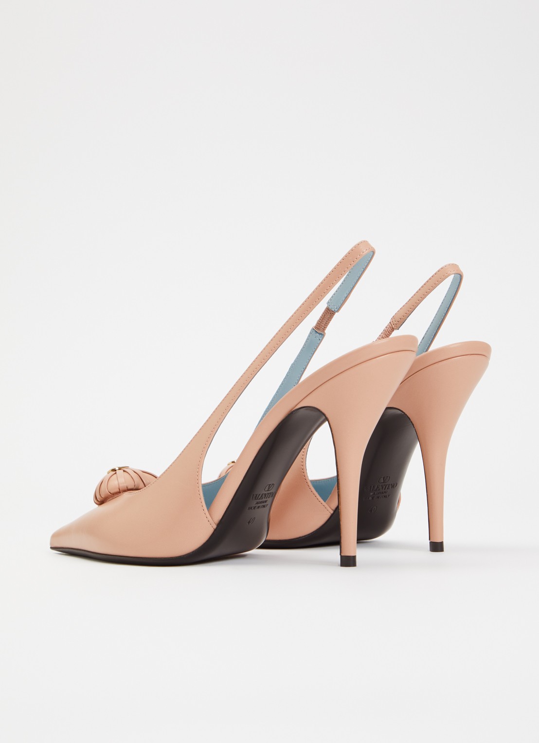 Valentino Garavani Coeur Royal slingback van geitenleer met applicatie - achterkant 6 lichtroze