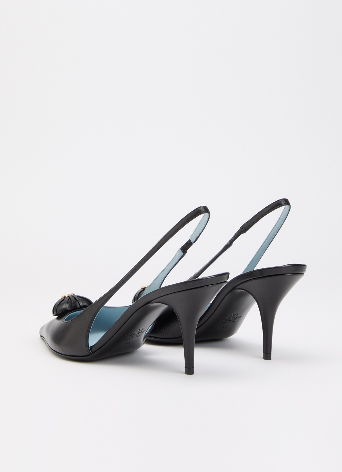 Valentino Garavani Coeur Royal slingback van geitenleer met applicatie - achterkant 6 zwart