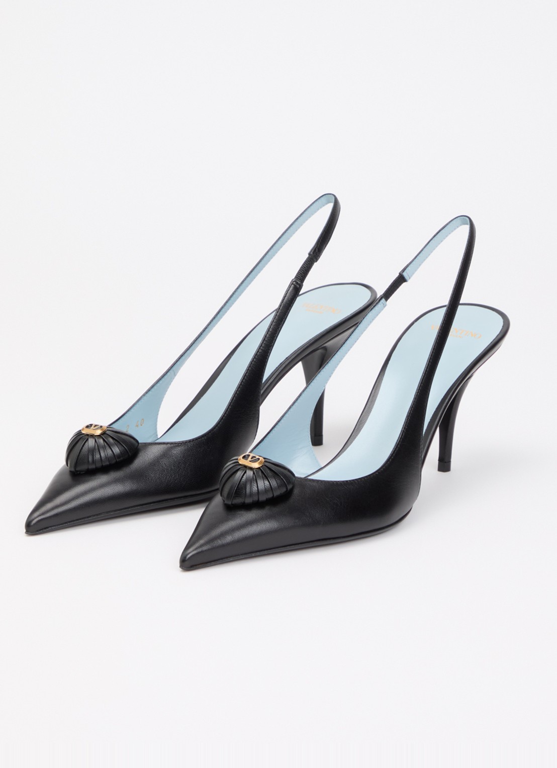 Valentino Garavani Coeur Royal slingback van geitenleer met applicatie - detail 2 zwart